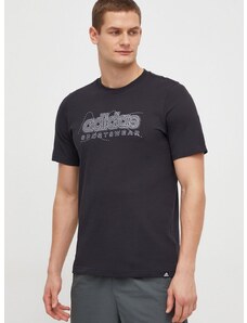 Bavlněné tričko adidas černá barva, s potiskem, IM8313