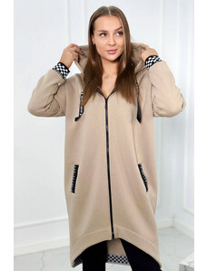 K-Fashion Mikina s kapucí na zip světle béžová