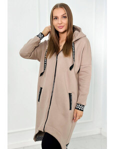 K-Fashion Mikina s kapucí na zip tmavě béžová