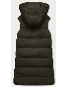 MELYA MELODY Khaki-černá oboustranná oversize vesta s kapucí (V724)