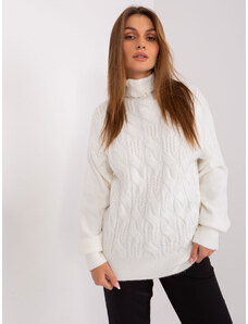 Fashionhunters Ecru dámský svetr s manžetami