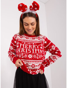 Fashionhunters Červený svetr s vánočním motivem SUBLEVEL