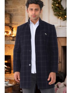 PLT8367 DEWBERRY MEN'S COAT-PATTERNED LIGHT NAVY BLUE