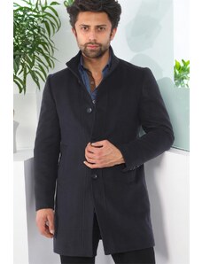 PLT8370 DEWBERRY MEN'S COAT-PLAIN NAVY BLUE