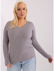 Fashionhunters Tmavě šedý ležérní svetr z viskózy větší velikosti