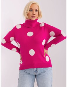 Fashionhunters Fuchsiový svetr velikosti plus s puntíky
