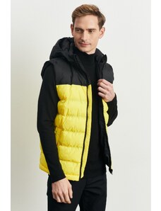 AC&Co / Altınyıldız Classics Men's Black-yellow Standard Fit Regular Cut Hooded Puffer Vest