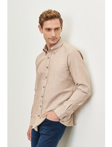 AC&Co / Altınyıldız Classics Men's Mink Buttoned Collar Tailored Slim Fit Oxford Shirt