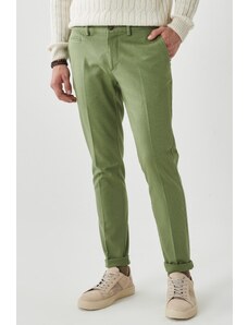 ALTINYILDIZ CLASSICS Men's Green Slim Fit Slim Fit Dobby Side Pockets Casual Pants
