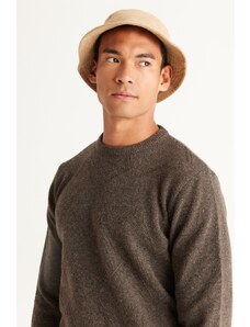 AC&Co / Altınyıldız Classics Men's Brown Standard Fit Regular Cut Crew Neck Jacquard Knitwear Sweater