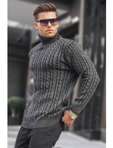 Madmext Anthracite Turtleneck Knitted Detailed Sweater 6317