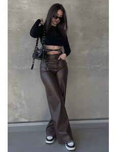 Madmext Mad Girls Brown Leather Trousers
