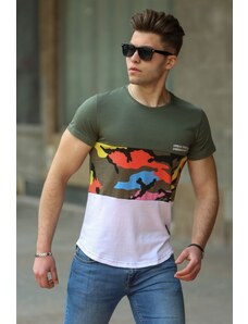 Madmext Camouflage Patterned Khaki T-Shirt 3003