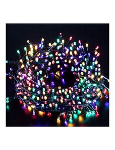 Dekorativní Vánoční LED Osvětlení 500 Světel, Vícebarevná s Bílým Zábleskem, Délka 35,5 Metrů
