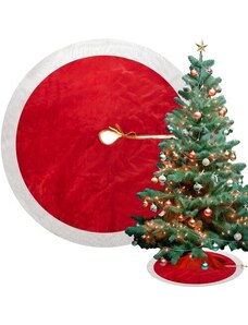 Ruhhy Podložka na vánoční stromeček, červená/bílá/zlatá, 100% polyester, průměr 90 cm