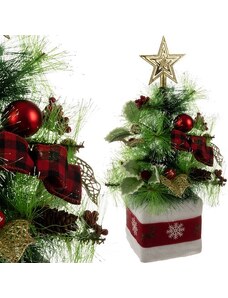 Ruhhy Umělý Vánoční stromek oblečený 45 cm, zelená/bílá/zlatá/červená, plast