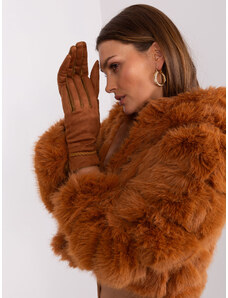 Fashionhunters Dámské světle hnědé dotykové rukavice