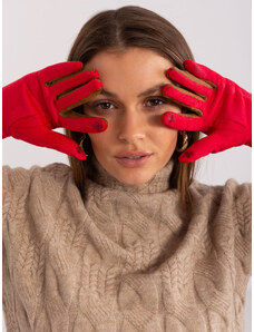 Fashionhunters Červené dotykové rukavice s hladkým vzorem