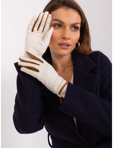 Fashionhunters Světle béžové elegantní dámské rukavice