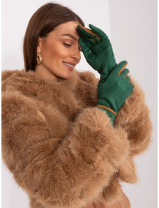 Fashionhunters Tmavě zelené elegantní dámské rukavice