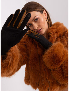 Fashionhunters Černé elegantní rukavice s pleteným páskem