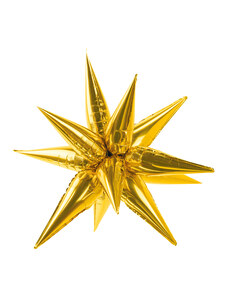 PARTYDECO Balonek fóliový hvězda zlatá 3D - 95 cm