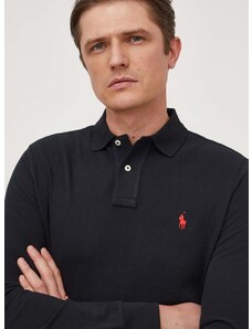 Bavlněné tričko s dlouhým rukávem Polo Ralph Lauren černá barva, 710680790