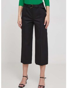 Kalhoty Lauren Ralph Lauren dámské, černá barva, široké, high waist, 200876606