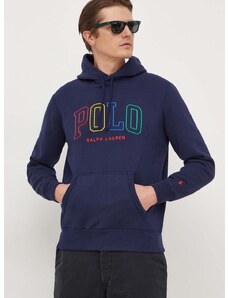 Mikina Polo Ralph Lauren pánská, tmavomodrá barva, s kapucí, s aplikací