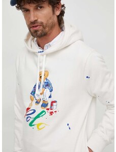 Mikina Polo Ralph Lauren pánská, béžová barva, s kapucí, s potiskem, 710926546