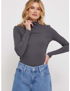 Tričko s dlouhým rukávem Calvin Klein Jeans šedá barva