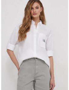 Košile Calvin Klein Jeans bílá barva, relaxed, s klasickým límcem