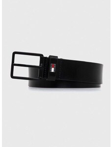 Kožený pásek Tommy Jeans pánský, černá barva, AM0AM12046