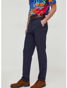 Kalhoty s příměsí vlny Polo Ralph Lauren tmavomodrá barva, jednoduché