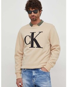 Mikina Calvin Klein Jeans pánská, béžová barva, s aplikací