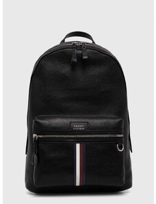 Kožený batoh Tommy Hilfiger pánský, černá barva, velký, hladký, AM0AM12293