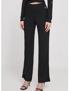 Kalhoty Calvin Klein Jeans dámské, černá barva, široké, high waist, J20J222685