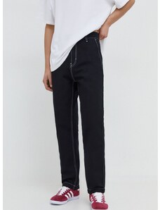 Bavlněné kalhoty HUGO černá barva, jednoduché, 50505863
