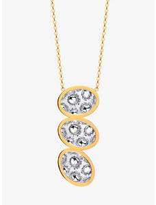 Preciosa ocelový náhrdelník Idared, ručně mačkané kameny, dlouhý, zlatý, bílý