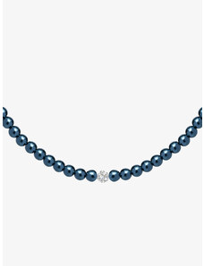 Preciosa perlový náhrdelník Velvet Pearl, voskové perle, kovově modrý