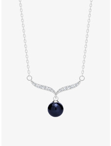 Preciosa stříbrný náhrdelník Paolina, černá říční perla