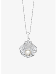 Stříbrný přívěsek s řetízkem Birth of Venus s říční perlou a kubickou zirkonií Preciosa