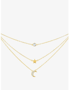 Stříbrný náhrdelník Moon Star s kubickou zirkonií Preciosa, pozlacený