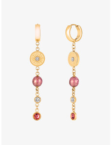 Preciosa ocelové náušnice Rosina, práskané perle, růžové