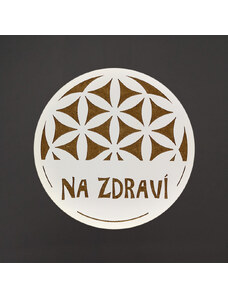 AMADEA Dřevěný podtácek kulatý text "na zdraví", průměr 10,5 cm, český výrobek