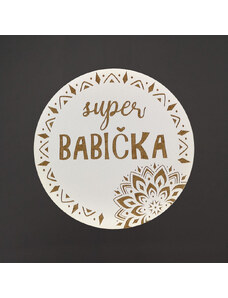 AMADEA Dřevěný podtácek kulatý text "super babička", průměr 10,5 cm, český výrobek