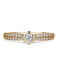 Danfil Florence Side Stones | Zásnubní prsten se středovým kamenem 0.145ct, žluté zlato, s diamanty 46