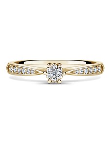 Danfil Minerva Side Stones | Zásnubní prsten se středovým kamenem 0.145ct, žluté zlato, s diamanty 46