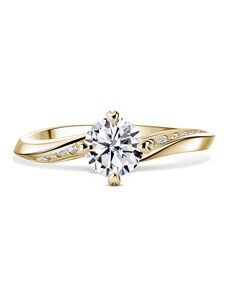 Danfil Freya Side Stones | Zásnubní prsten se středovým kamenem 0.700ct, žluté zlato, s diamanty 46