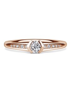 Danfil Harmonia | Zásnubní prsten se středovým kamenem 0.180ct, růžové zlato, s diamanty 46